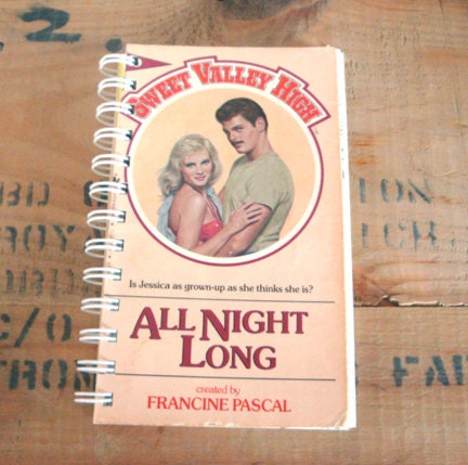 Sweet Valley High Notebook, Recycled Sweet Valley Journal, All Night Long,  mustache dude