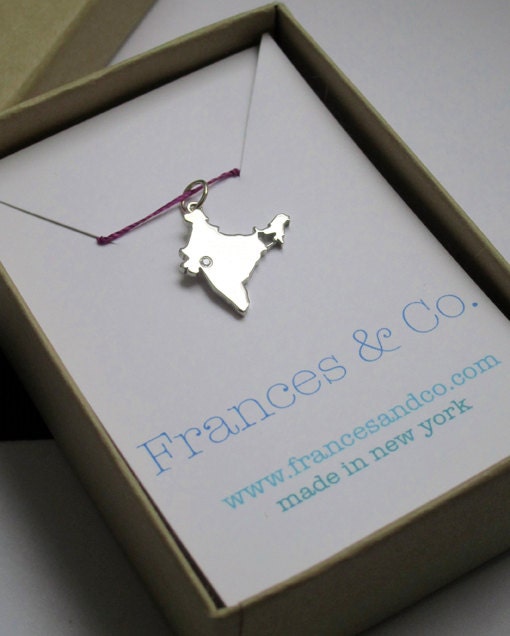 Sterling Silver Map of India Pendant or Charm