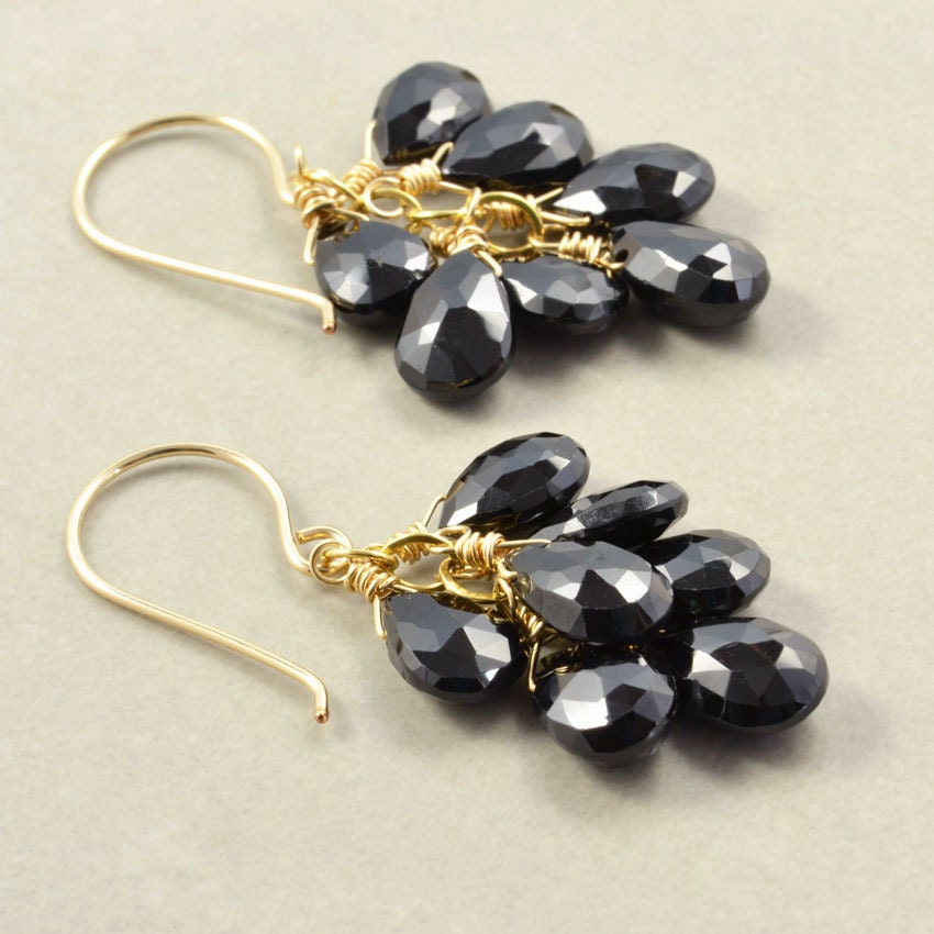 Black Spinel Dangle Earrings