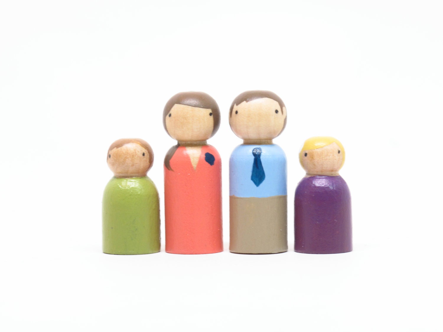 Wooden Peg Dolls The San Diego Family // Spring Colors // Ready to Ship - Heirloom Toy wooden people dolls