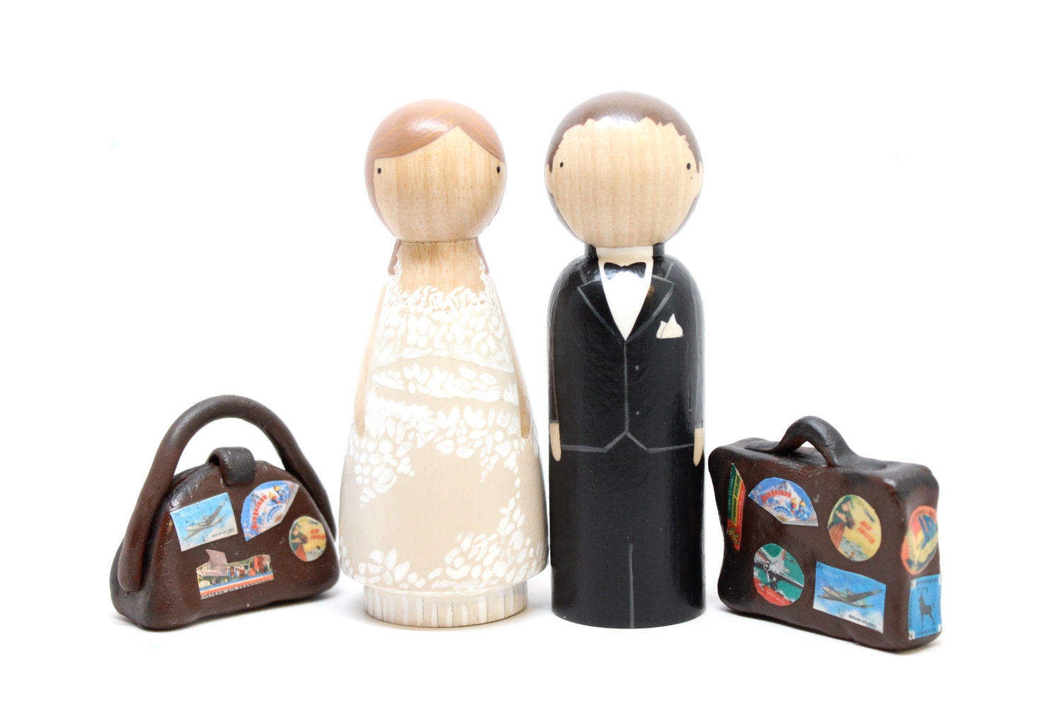 The Original Cake Toppers and LUGGAGE - Destination Wedding, World, Travel, International Custom Wedding Cake Toppers