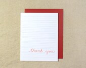 School Paper, Cursive Thank You Card,  Single