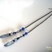 Indigo Aura Quartz Crystal Point Earrings Oxidized Wire Wrapped Shoulder Dusters Iridescent Crystal Beads SIREN by Spinning Castle