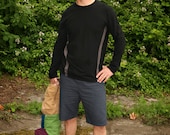 Mens Hemp Long sleeve Black Racer Shirt - Hemp & organic cotton