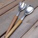 Roneusil Germany Mid Century Modern Stainless Teak Salad Utensils Serving Set Salad Server Set 1960s MCM