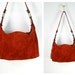 1970s distressed rusty orange suede hobo satchel tote