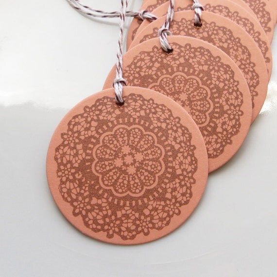Doily Gift Tags - Set of 8 - Custom Colors Available - Wedding Favor Tags Bridal Shower Lace Favor Tags Il_570xn
