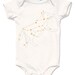 Organic Lupus Wolf Bodysuit - animal star constellation print, metallic gold foil screenprint, cream long and short sleeve onesie