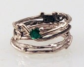 Simply Emerald Engagement Ring w/ Silver Wedding Band