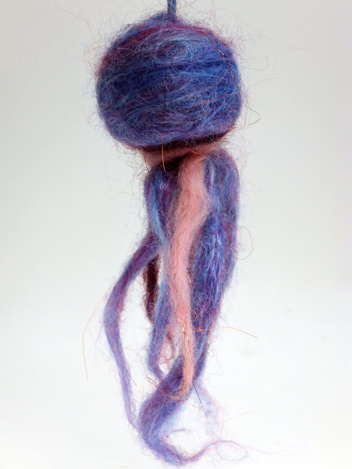 Purple Swirl Jellyfish - hanging ornament felted soft sculpture