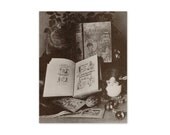 Handy Books, 1900. Vintage 1960s Black and White Art Print. 7.5" x 9.5". Ready to Frame. (No. 136)