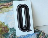 Industrial Letter Q Marquee Black and White