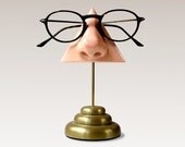 Nose Eyeglass Stand, Desk top organizer, Brass Base, men women