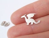 dragon pin/ lapel pin/ tie tack in sterling silver, handmade in England