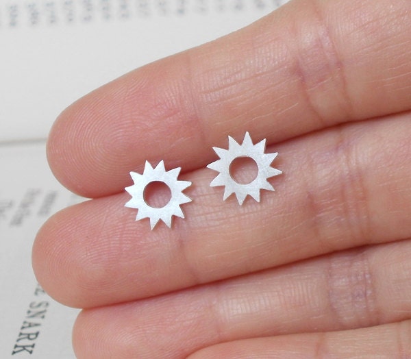 sterling silver sunny earring studs, handmade in England