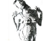 woman print fashion illustration ink pen drawing eye