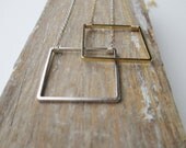 Simple Square Necklace. Sterling Chain. Small necklace. Geometric. Minimal.