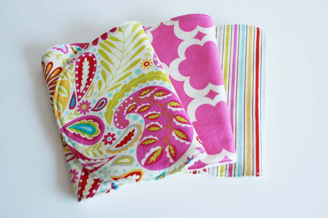 Burp Cloths - Baby Girl Pink Burp Cloths - Set of 3