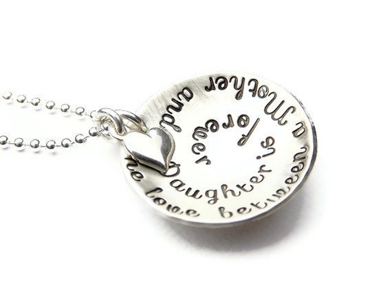 The Love Between A Mother and Daughter Necklace - Personalized Sterling Silver Hand Stamped
