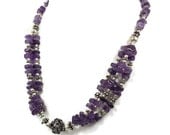 Amethyst sterling silver necklace - Vintage India - Ethnic statement piece - InVintageHeaven