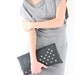 Large leather studded bag, zipper pouch, fold over clutch, bag with spikes