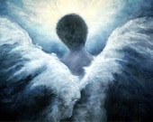 Guardian Angel Art Print, Ascending Angel, Signed by Marina Petro