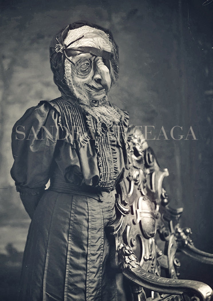 Ziggyuschka Plumbum -Halloween- lustre print  size A4 ( 8.3 in x 11.7 in ) witch art doll witches monsters portrait black white