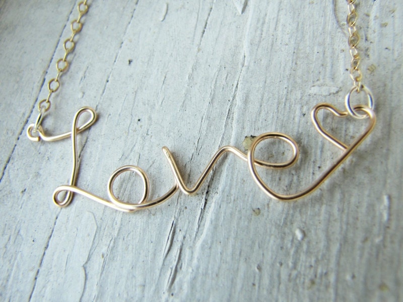 Wire writing necklace