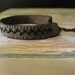 Embroidered Bracelet - Black Vine on Brown Linen