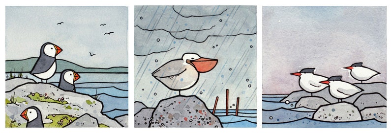 Coast Birds 5x5 Prints - Set of 3