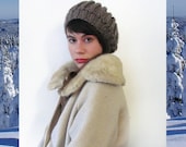 Hand Knit  BRIOCHE TAM in TAUPE / 10 Colors Available