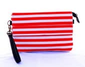 RED WHITE Clutch Bag, Wristlet,iPad Sleeve, iPad Case, iPad Cover, Handbag Purse