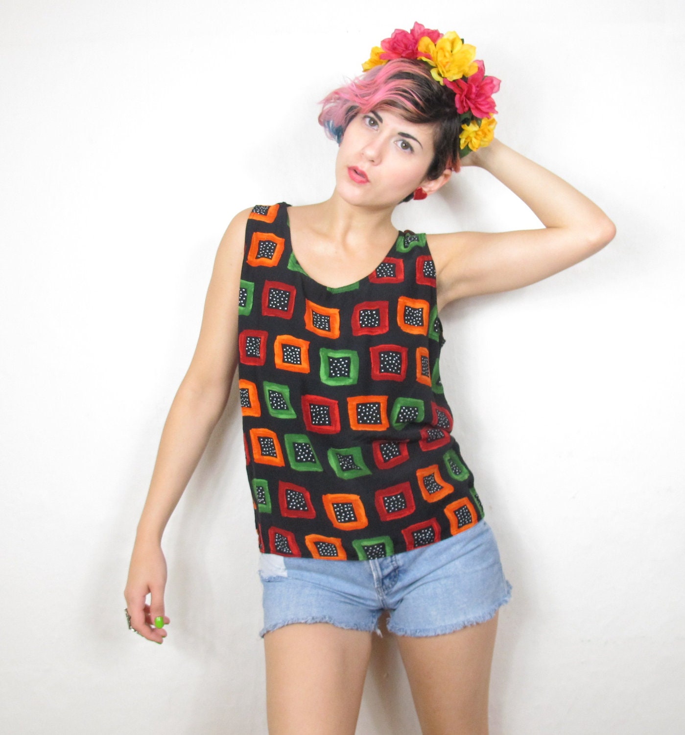 S A L E 80s Paint Study Colorful Tank (S/M)