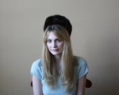 50s Fur Hat // Chocolate Brown Pillbox Hat / Modern / Mod / Head Topper // Winter Fur Hat // 60s Hat