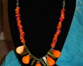 Summer Delight Orange, Green, and a Touch of Pink Drop Necklace