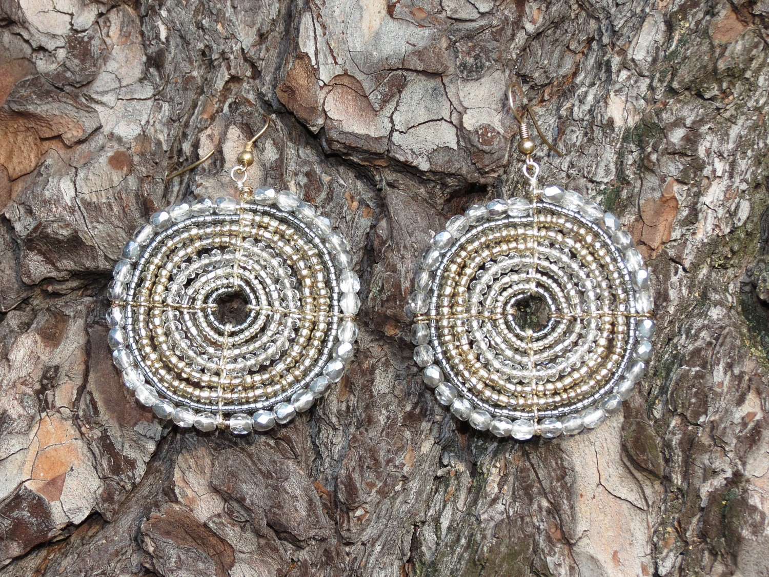 Crystal and Silver Maasai Beaded Earrings