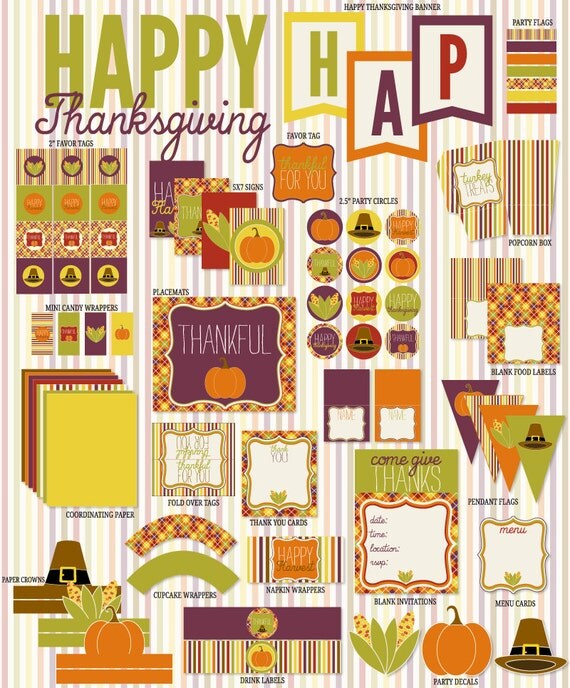 Thanksgiving PRINTABLE Party Full Collection by Love The Day Il_570xn