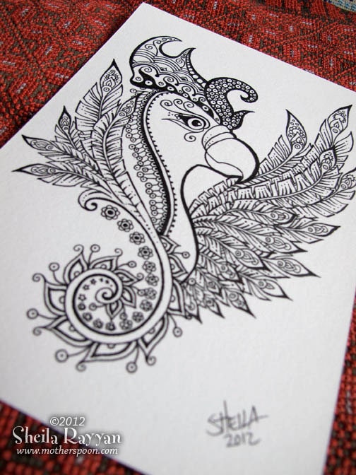 Feathers - original ink drawing