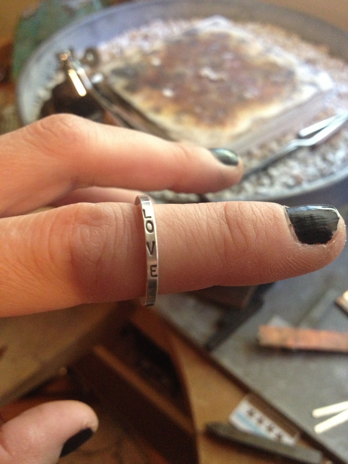 The LOVE Ring - Extra Thick Plain Sterling Silver Stacking Ring - Handmade Reiki Infused