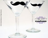 NEW - Moustache Martini Glasses - set of 2