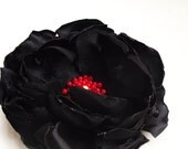 Black Fabric Flower brooch Big Black peony rose elegant accessory hair corsage floral pin fall winter women fashion Europeanstreetteam