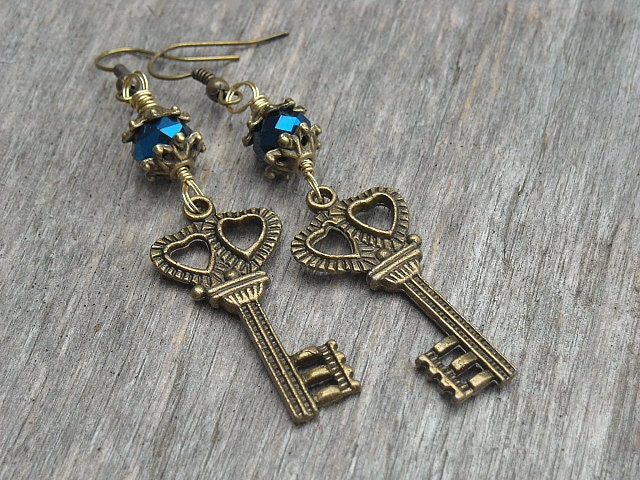 Skeleton Key Earrings, Key Earrings, Steampunk Earrings, Steampunk Jewelry, Neo Victorian, Victorian Gothic, Skeleton Key Jewelry,