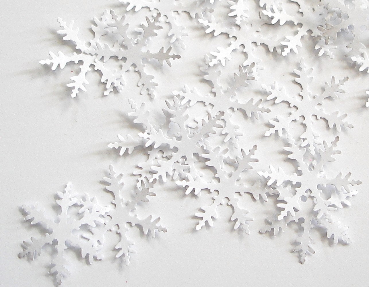 100 Winter White Snowflake punch die cut confetti embellishments - No419