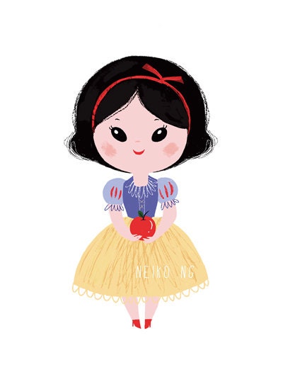 Snow White Art Print, 8X10" Princess illustration