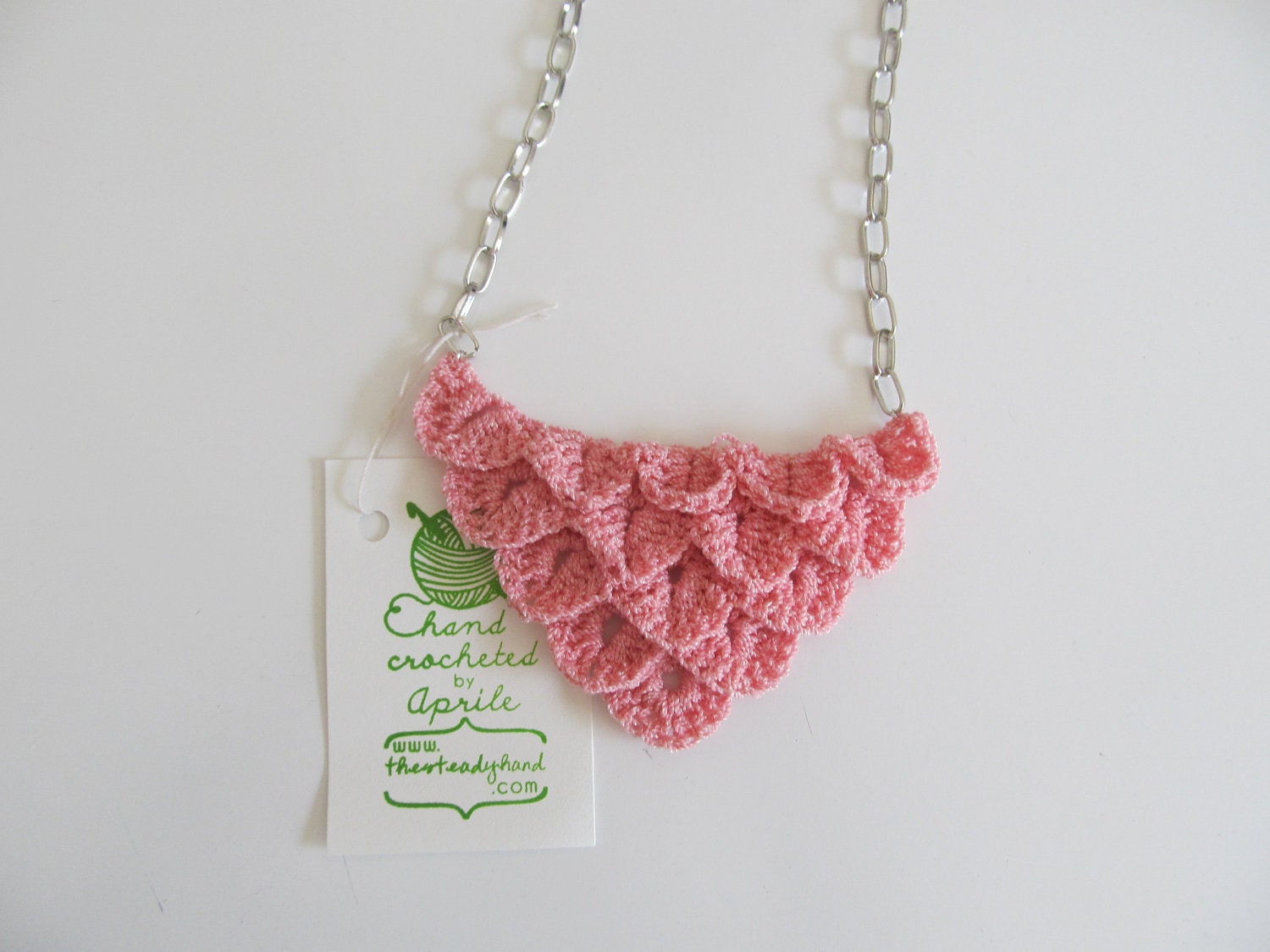 Pink Crocodile Stitch Necklace J21