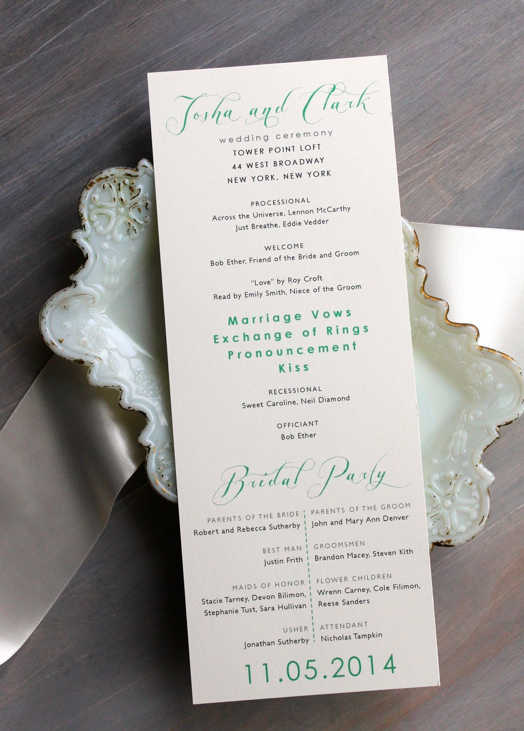Mint Script - Modern Wedding Ceremony Programs, Mint Wedding - Purchase to Start the Ordering Process