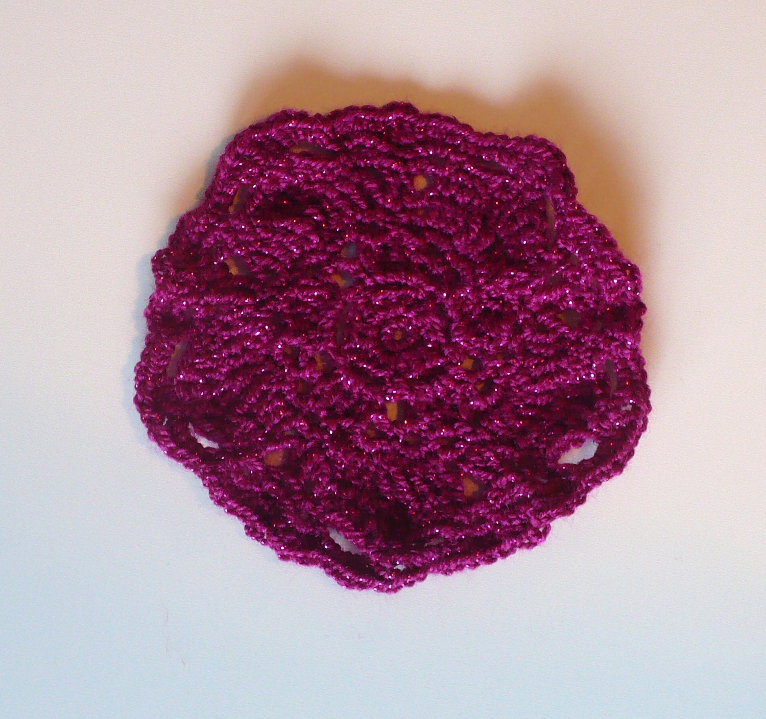 Lace Crochet Coffee Coaster Handmade in Sparkling Fuchsia (Set of 4)
