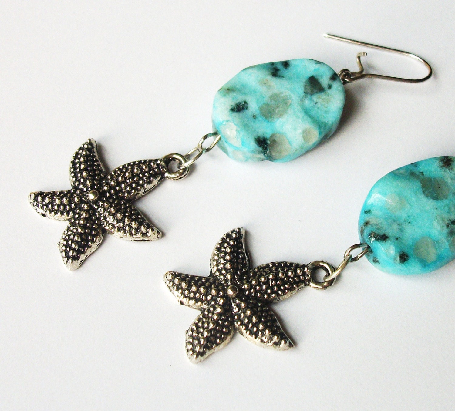 Starfish Turquoise Earrings, Beach Jewelry