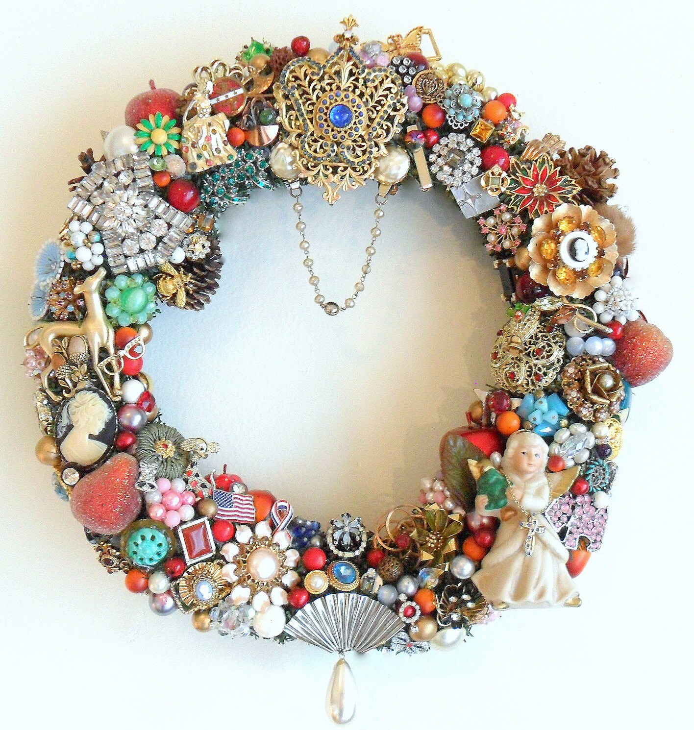 RESERVED for C Holiday Wreath w/ Vintage by SweetLenasRetro