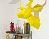 Yellow Foldeer - Deer Head Papertoy